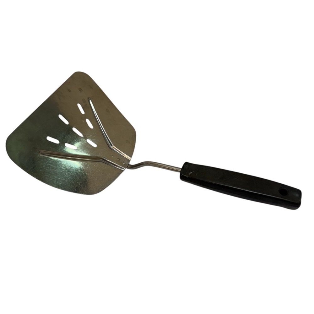 Vintage Foley Stainless Steel 6” Wide Slotted Curve Black Handle Spatula Turner